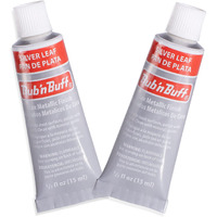 Amaco Rub N Buff Wax Metallic Finish - 2 Rub N Buff Silver Leaf 15Ml Tubes - Versatile Gilding Wax For Finishing Furniture Antiquing And Restoration - Rub And Buff Colors Set Of Two