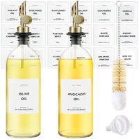 Spaceneat Olive Oil Dispenser Bottle For Kitchen, Coffee Syrup Dispenser - Elegant Olive Oil Bottles For Kitchen - Glass Cooking Oil Dispenser, Container, Cruet With Pourer Spout - Set Of 2Pcs, Gold