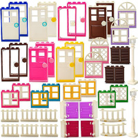 110 Pieces Doors,Windows,Fencesand Light For Moc Creative Building Blocktoys Set Street House Decoration Compatible With Classic Brick For Kids Age 6 8 10 12 Years