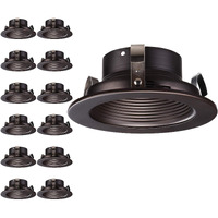 Torchstar 12-Pack 4 Inch Rosewood Decor Recessed Can Light Trim, Metal Step Baffle Trim, Fit Halo/Juno Remodel Recessed Housing, 4 Inch Light Trim For Par16, Par20, R20, Oil Rubbed Bronze