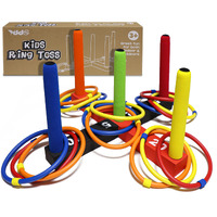 Ring Toss Game For Kids, Indoor & Outdoor Game For Family And Adults With 5 Poles, 2 Bases And 16 Rings In 4 Colors, Soft Foam Toy For Kids Backyard Ring Toss Fun