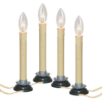 7 Inch Electric Window Candles, Plug In Christmas Window Candle Lamp With Black Plum Iron Base And 7W Bulb, Electric Window Candle Lights With On/Off Switch For Home Table Holiday Xmas Decor- 4 Pack