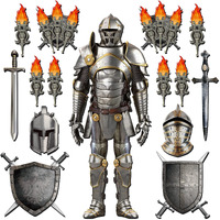 15 Pieces Medieval Party Decorations 6 Feet Jointed Suit Of Armor Knight Cut Out Torch Props Medieval Shield Photo Prop For Birthday Halloween Medieval Renaissance Knight Castle Party Wall Decoration