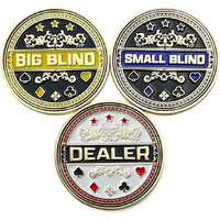 Luck Lab Set Of 3 Metal Poker Buttons - Dealer Button, Big Blind And Small Blind Metal Weights (Position Markers) For Texas Hold Em - 1.75 Inch