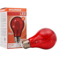 Sylvania Led Red Glass Filament A19 Light Bulb, Dimmable, Efficient 4.5W, E26 Medium Base - 1 Pack (70300)