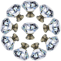 Northern Brothers Dresser Drawer Cabinet Knobs 30Mm Diamond Shaped Crystal Glass Knobs Pulls For Kitchen Wardrobe Cupboard (10 Pack, Bronze)