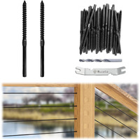 Muzata 40Pack 1/8" Black Swage Lag Screws Left & Right Cable Railing Hardware Kit Handed Thread For Wood Post T316 Stainless Steel Stair Deck Woodbudget System 20 Cable Runs Ck17