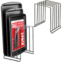 Stock Your Home Black (2 Pack) Extra Tall Steel Baking Pan Organizer Rack For Cabinet Storage Or Kitchen Counter, Cookie Baking Sheet Organizer With Dividers, Muffin Tin And Cutting Board Holder