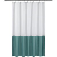 Alyvia Spring Waterproof Fabric Shower Curtain Liner - Soft & Light-Weight Cloth Shower Liner, 3 Bottom Magnets, Hotel Quality & Machine Washable - Standard Size 72X72, White And Teal