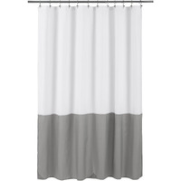Alyvia Spring Waterproof Fabric Shower Curtain Liner - Soft & Light-Weight Cloth Shower Liner, 3 Bottom Magnets, Hotel Quality & Machine Washable - Standard Size 72X72, White And Grey