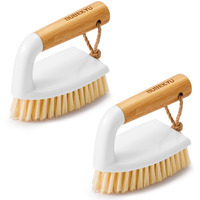 Subekyu Scrub Brush, Cleaning Brushes With Handle For Household Use, Heavy Duty Scrub Brushes For Cleaning Bathroom Shower Toilet Bathtub Tile Floor Carpet, White, 2P