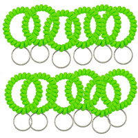 Staymax 50 Pcs Stretchable Key Ring Band Keychain Spriral Wrist Coil Keychain For Number Tag Key Tag (Green)