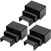 Hedume Set Of 9 Black Acrylic Display Risers, Jewelry Display Riser, Product Display Stand For Figures, Buffets, Dessert, Cupcakes, Candy, Jewelry And Collectibles