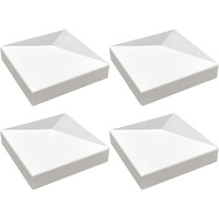 4 Packs 3.5Inch Vinyl Pyramid Style Fence Post Cap/Vinyl Post Caps Perfect For 3.5" X 3.5" Vinyl Fence Post - White Pvc/Vinyl Fence Post Cap