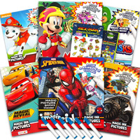 Bulk Imagine Ink Coloring Book Set For Boys - Bundle With 6 No Mess Coloring Books, Rex-Man Stickers And Door Hanger (Featuring Paw Patrol, Monster Jam, Mickey Mouse, Spidey, Cars, And Pj Masks)