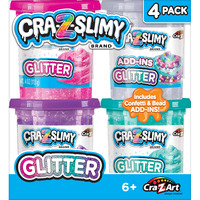 Cra-Z-Slimy 4 Pack Glitter Slime Set - Comes With 3 Colors Of Pre-Made Glitter Slime And Glitter Add-Ins