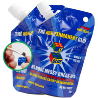 Le Glue Temporary Glue 2 Pack | Non-Permanent Clear Adhesive Glue For Plastic Building Blocks | No Messy Break-Ups | Non-Toxic Model Glue Formula | Seen On Shark Tank, Created For Kids, By A Kid