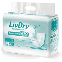 Livdry Incontinence Pads For Women And Men, Long Length Insert, Extra Absorbency With Odor Control (30 Count)