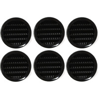 2" Round Plastic Louver Soffit Air Vent Reptile Screen Grille Cover Multiple Colors/Quantities (6, Black)