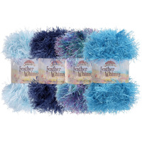 Jubileeyarn Feather Whimsy Eyelash Yarn - 50G/Skein Fine Polyester Fur - Shades Of Blue - 4 Skeins