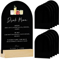 5X7 Inch Blank Black Arch Acrylic Sign | 10 Pack Arch Acrylic Blanks Acrylic Sheet 1/8 Inch Thick, Diy Acrylic Arch Table Numbers, Perfect As Arched Modern Wedding Signs, Arched Round Top Table Sign