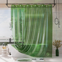 Amazerbath Shower Curtain Liner, 100% Eva Soft Clear Green Heavy Duty Shower Curtain And Liner 2-In-1, 72X72 Luxury Plastic Weighted Bathroom Shower Liner, 12 Rustproof Grommets & 3 Heavyweight Stones