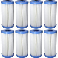 Pentair Pentek R30-Bb Big Blue Sediment Water Filter, 10-Inch, Whole House Pleated Polyester Filter Cartridge, 10" X 4.5", 30 Micron, Pack Of 8, White