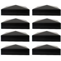 True 5X5 (127Mm X 127Mm) Plastic Pyramid Vinyl Fence Post Cap Black Or White Multiple Quantities For True Actual 5" X 5" Vinyl Posts (8, Black)