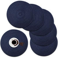 Round Placemats, Crossweave Heat Resistant Woven Round Place Mats Diameter 13.5 Inch For Kitchen Table Set Of 6 (Nautical Blue)