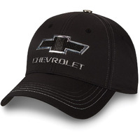 Chevy Truck Black/Silver Metallic Badge Logo Cap New Chevrolet Bowtie Hat