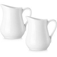 Gurygo 2 Oz (Set/2) Creamer Pitcher With Handle,Small Classic White Fine Porcelain Creamer Pitcher, Small Pitcher For Coffee Milk
