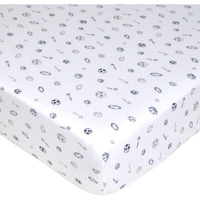 American Baby Company Fitted Crib Sheet 28" X 52", Soft Breathable Neutral 100% Cotton Jersey Sheet, Navy/Gray Sports, For Boys And Girls, Fits Crib And Toddler Bed Mattresses
