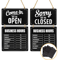Lesnala Business Hours Sign, Hanging Open And Closed Sign, Store Hours Signs For Business Wooden Store Open And Closed Double Sided With Hours Stickers For Coffee Bar Shop Door Window Restaurant