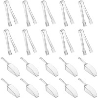 Hqleshui 10 Pieces Plastic Serving Tongs Mini Kitchen Tongs Kitchen Tongs Utility And 10 Pieces Plastic Kitchen Scoops Clear Ice Scoop Mini Clear Buffet Scoop For Candy Dessert Buffet Ice