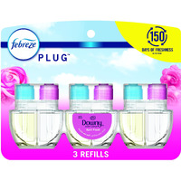 Febreze Plug In Air Fresheners, Downy April Fresh, Odor Eliminator For Strong Odors, Scented Oil Refill (3 Count)