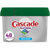Cascade Platinum Actionpacs Dishwasher Detergent Pods, Fresh, 48 Count
