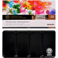 Mungyo Professional Half Pan Size Water Colors Set In Tin Case/Integral Mixing Palette In The Lid (48 Colors)