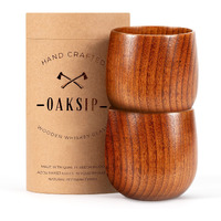 Oaksip The Original Wooden Bourbon Drinking Glass Bourbon Gifts For Men | Finished Wooden Old Fashioned Glass | Great Whiskey Gifts For Men, Dad, Or Brother (2 Pack)