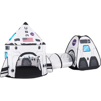 Joyin White Rocket Ship Pop Up Play Tent With Tunnel And Playhouse Kids Indoor Outdoor Spaceship Tent Set