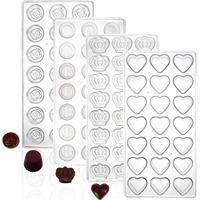 Zeayea 4 Pack 87 Grids Polycarbonate Chocolate Mold, Candy Making Mold, Diy Mold Cookie Tray For Mousse Jelly Candy Chocolate, Cup, Heart, Rose, Crown Shape