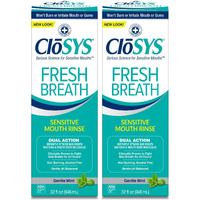 Closys Sensitive Mouthwash, 32 Ounce, 2 Count, Gentle Mint, Alcohol Free, Dye Free, Ph Balanced, Helps Soothe Mouth Sensitivity, Fights Bad Breath