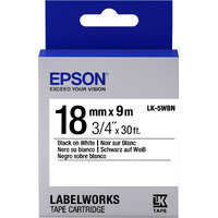 Epson Labelworks Standard Lk (Replaces Lc) Tape Cartridge ~3/4" Black On White (Lk-5Wbn) - For Use With Labelworks Lw-400, Lw-600P And Lw-700 Label Printers