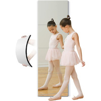 Quegau Full Length Mirror For Kids Safety Shatterproof Mirror,Plastic Wall Mirror,Made Of Acrylic Plexiglass Mirror,4 Pcs 12"X12",Long Bedroom Door Closet Mirror,Workout For Home Gym Body Mirror