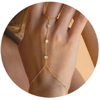 Poxtex Gold Beaded Bracelets For Girls Waterproof, 14K Real Gold Cz Diamond Bezel Hand Chain Bracelets, Dainty Adjustable Bracelets For Girls Trendy, Jewelry Gifts For Girls, Mother's Day Gifts For Mom