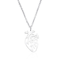 Plikin Heart Anatomy Necklace Stainless Steel Pendant Human Organ Biology Medical Necklaces Nurse
