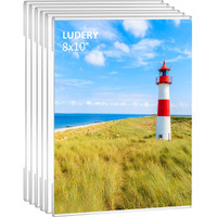 Ludery 8X10 Acrylic Picture Frames,Set Of 6 Clear Photo Frame For Wall,Clear Frameless Picture Frames 8 X 10,Floating Hanging Picture Frames 8 X 10 For Home, School, Office