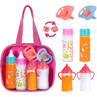 Fash N Kolor, My Sweet Baby Disappearing Doll Feeding Set | Baby Care 6 Piece Doll Feeding Set For Toy Stroller | 2 Milk & Juic (Hot-Pink Bag)