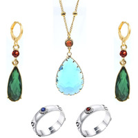 Howl's Earrings Necklace Ring Set Mobile Castle Anime Earrings Necklace Ring For Cosplay Costume Jewelry