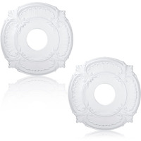 2 Pieces Pu Ceiling Medallion Decorative Ceiling Fan Medallion Round Home Lighting Ceiling Medallion Ring For Light Fixtures Ceiling Fans Chandeliers, 12" Od X 3.5" Id (White)