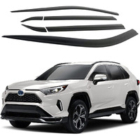 Autoclover Tape-On Rain Guards Window Visors 6 Pcs Set For Toyota Rav4 2019 2020 2021 2022 2023 2024 / Window Deflectors, Out-Channel Vent Shades (Smoked)